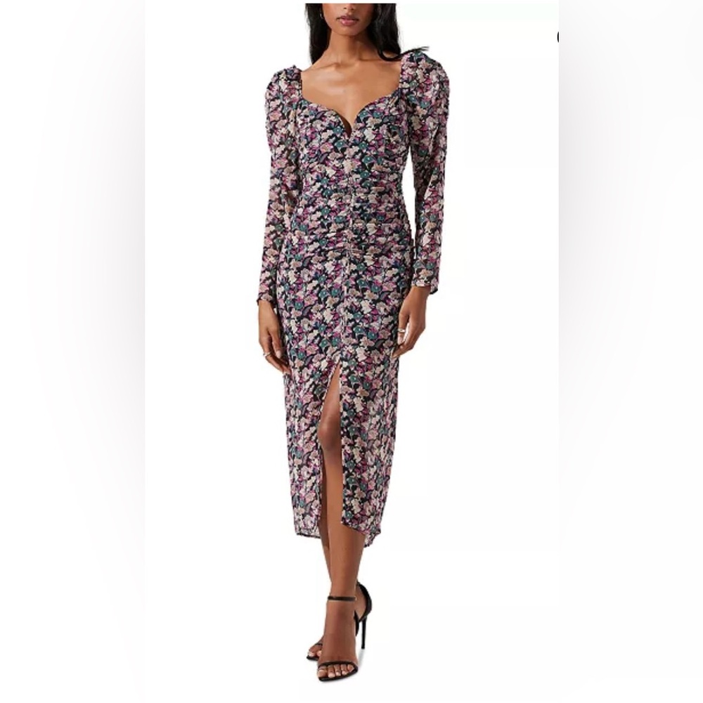 ASTR the Label Women's Jamila Printed Sweetheart-Neck Dress Size Small